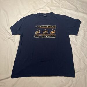 navy blue Columbia tourist tee